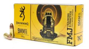 BROWNING AMMUNITION 9mm Luger 115 gr FMJ Training and Practice 50/Box B191800092